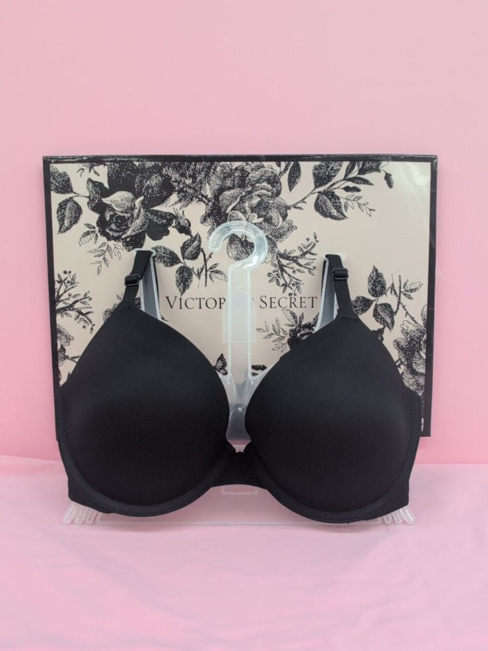 Victoria Secret Pink Wear Everywhere Underwire Push Up Bra 32DD Black